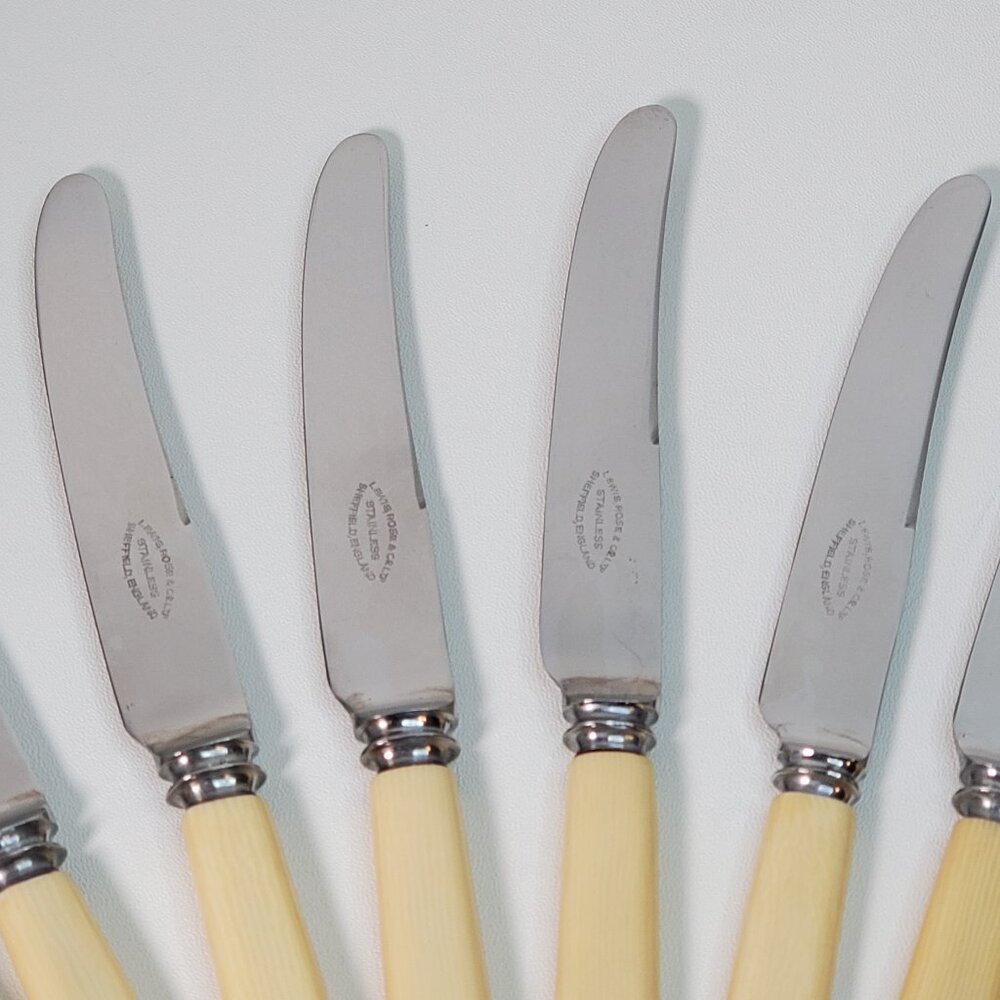 Vintage Set of 12 Dessert-Starter Knives Lewis Rose & Co., Sheffield, England